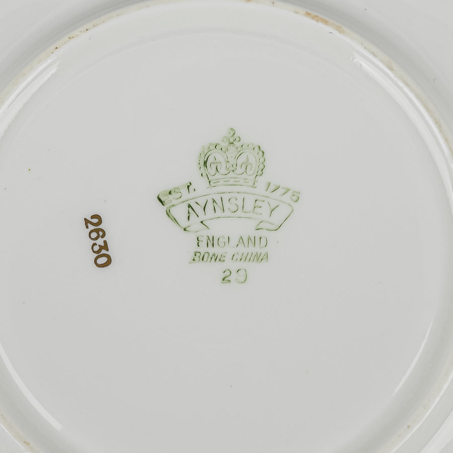 AYNSLEY Cup & Saucer D.Jones Orchard Fruit - Turquoise Ground