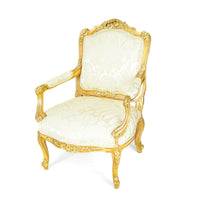 Gilt Fauteuil Chair With Gold Floral Upholstery