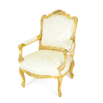 Gilt Fauteuil Chair With Gold Floral Upholstery