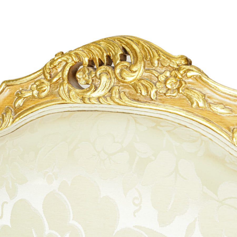 Gilt Fauteuil Chair With Gold Floral Upholstery