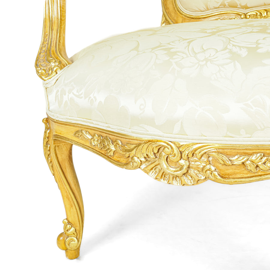 Gilt Fauteuil Chair With Gold Floral Upholstery
