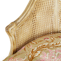 Louis Style Cane Back Armchair Floral Upholstery