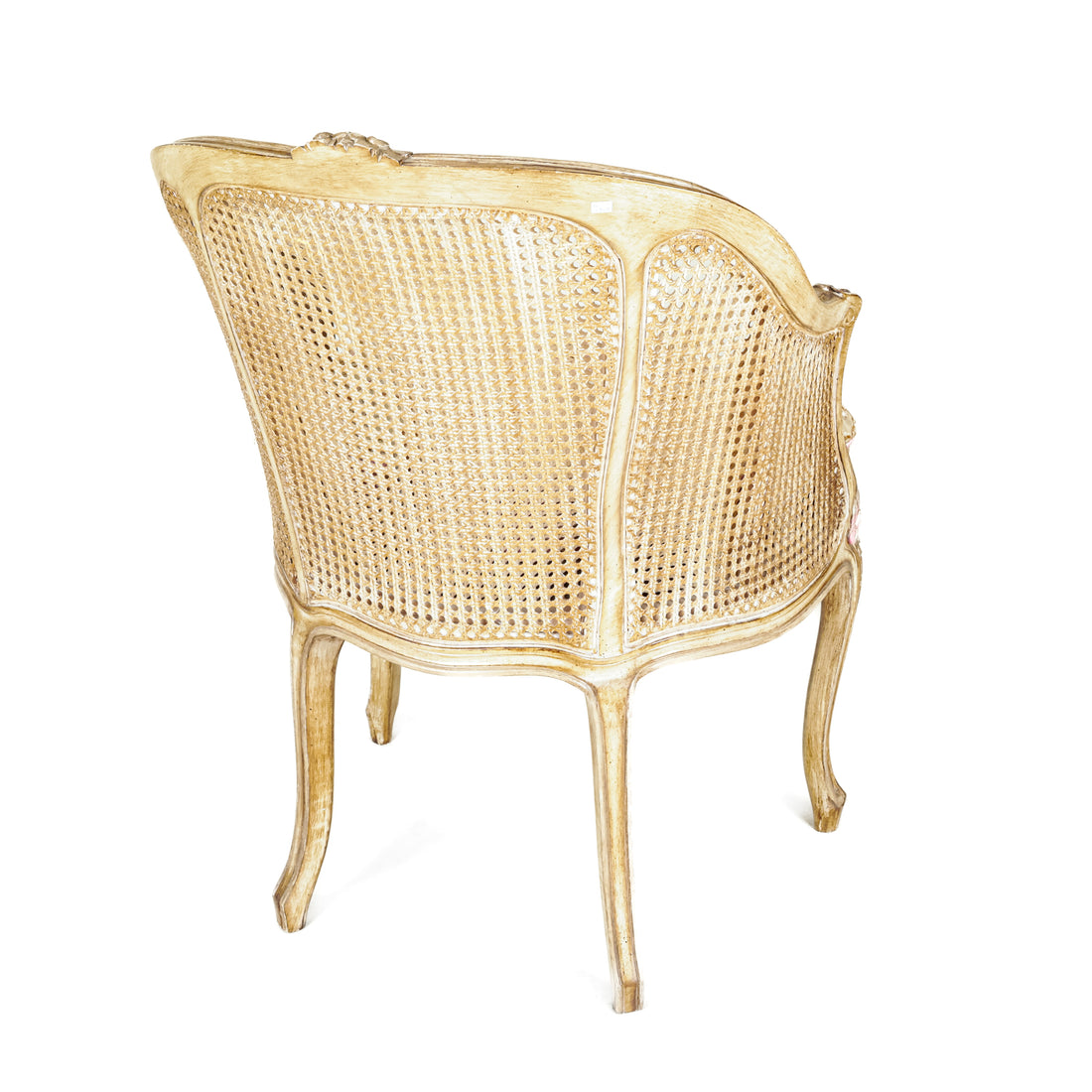 Louis Style Cane Back Armchair Floral Upholstery