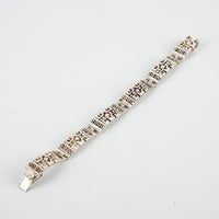MIGUEL PEON 980 Silver Aztec Motif Panel Link Bracelet