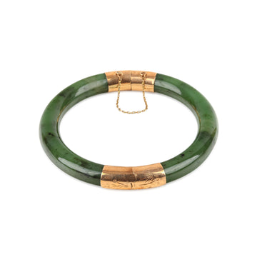 10K Nephrite Jade Hinged Bangle