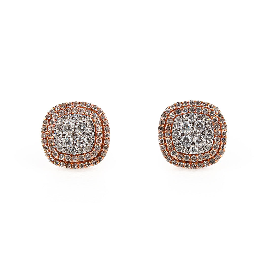 10K Rose Gold Diamond Pavé Cluster Stud Earrings