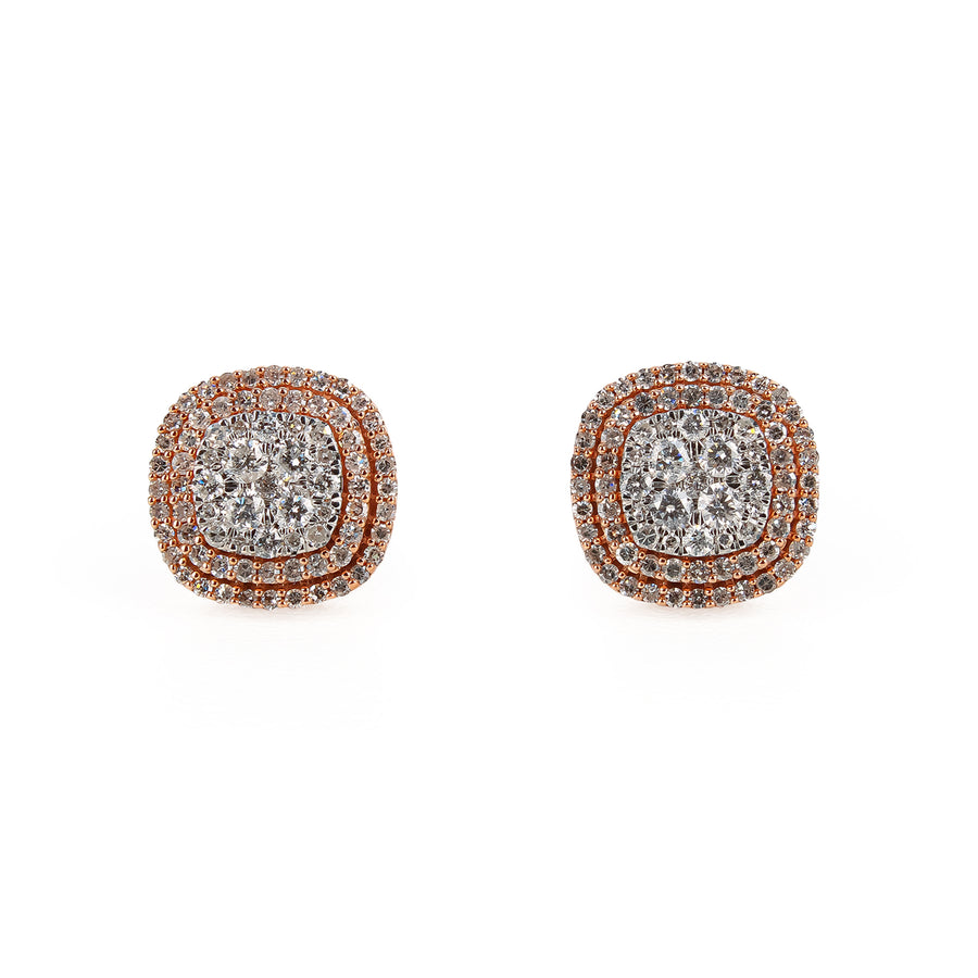 10K Rose Gold Diamond Pavé Cluster Stud Earrings