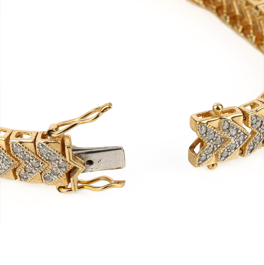 10K Yellow Gold Diamond Chevron Link Bracelet