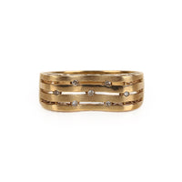 10K Yellow Gold Diamond Wave Band