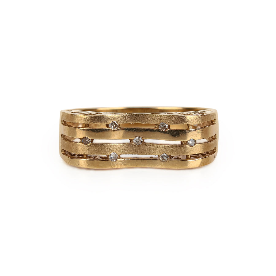 10K Yellow Gold Diamond Wave Band