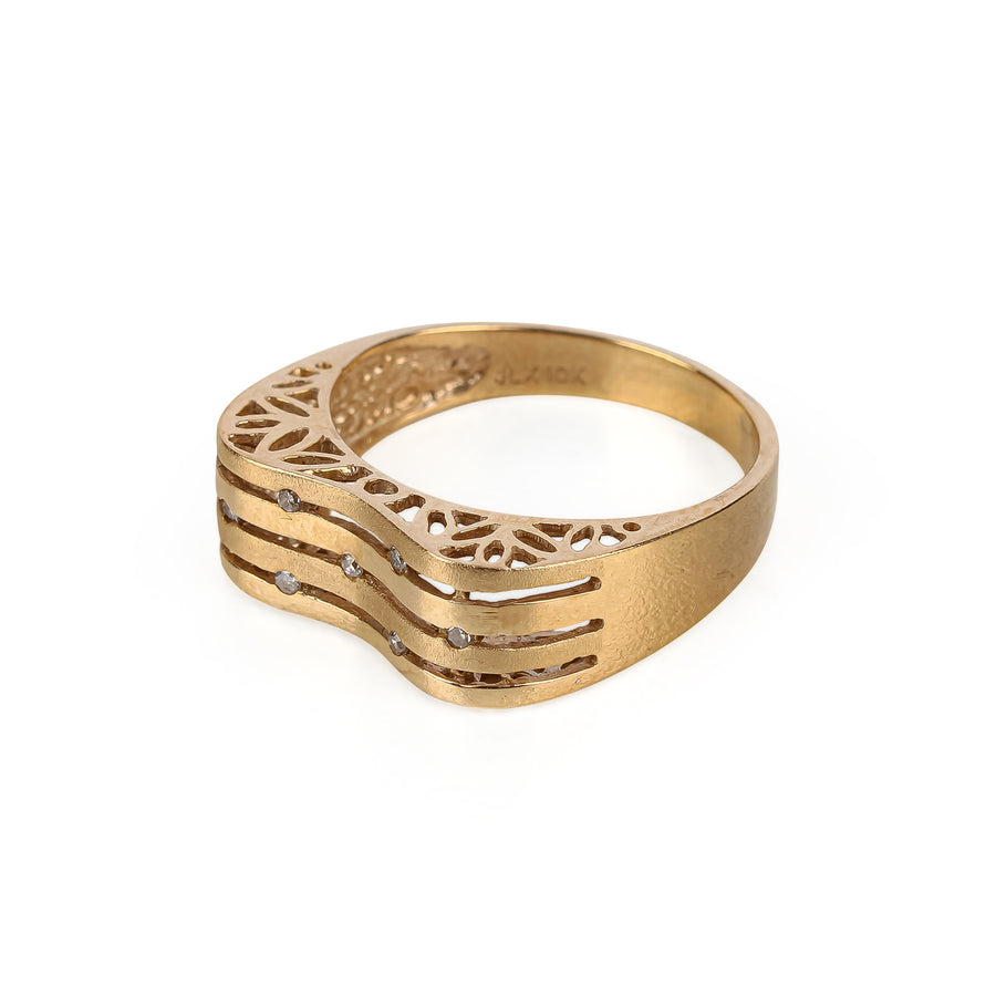 10K Yellow Gold Diamond Wave Band