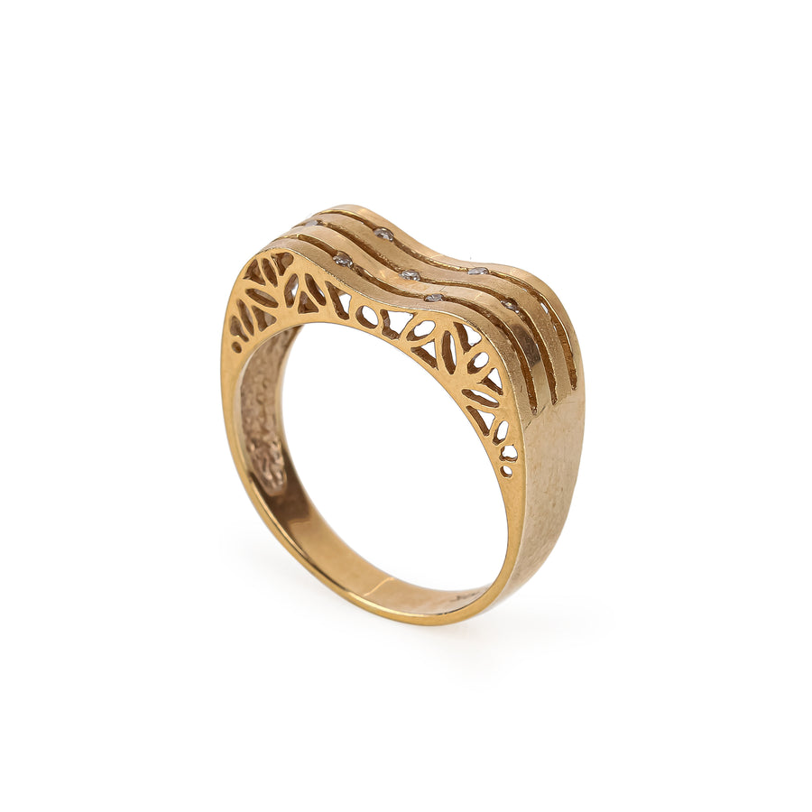 10K Yellow Gold Diamond Wave Band