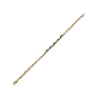 10K Yellow Gold Oval Emerald & Diamond Tennis Bracelet