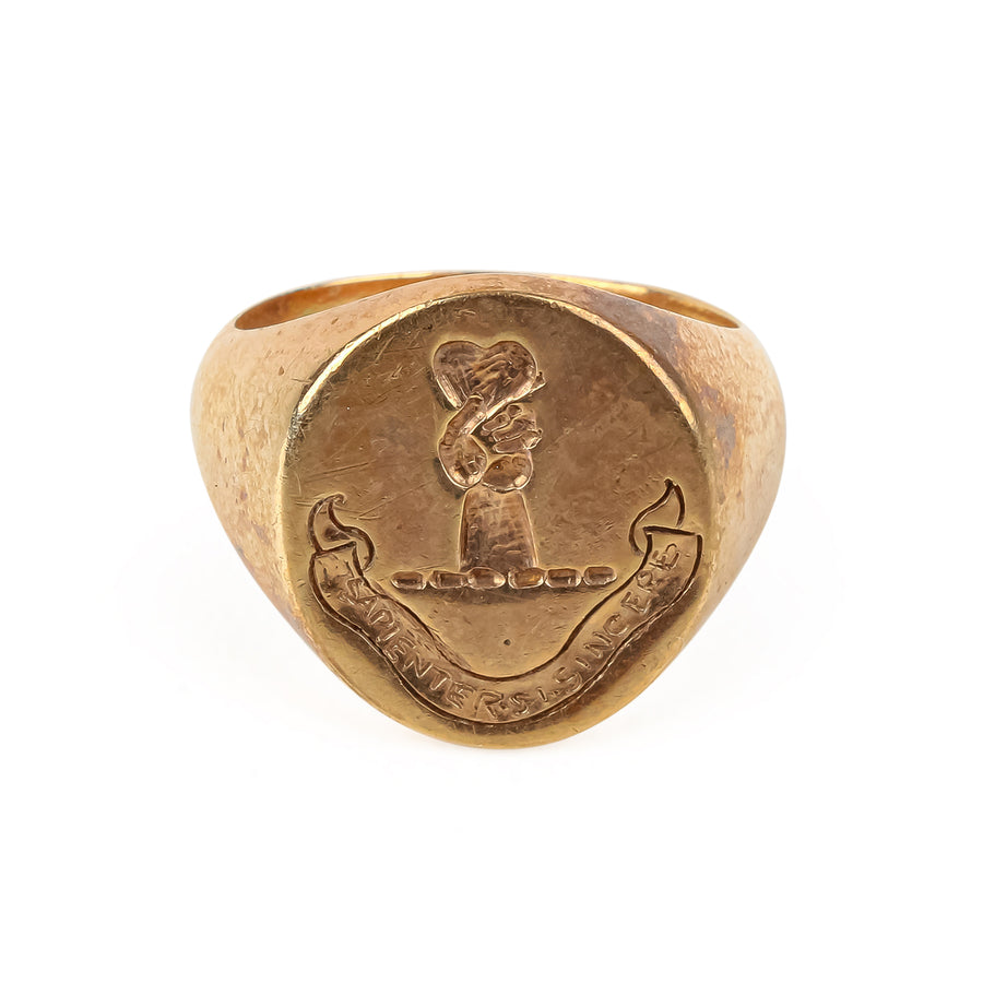 10K Yellow Gold Sapienter si Sincere Ring