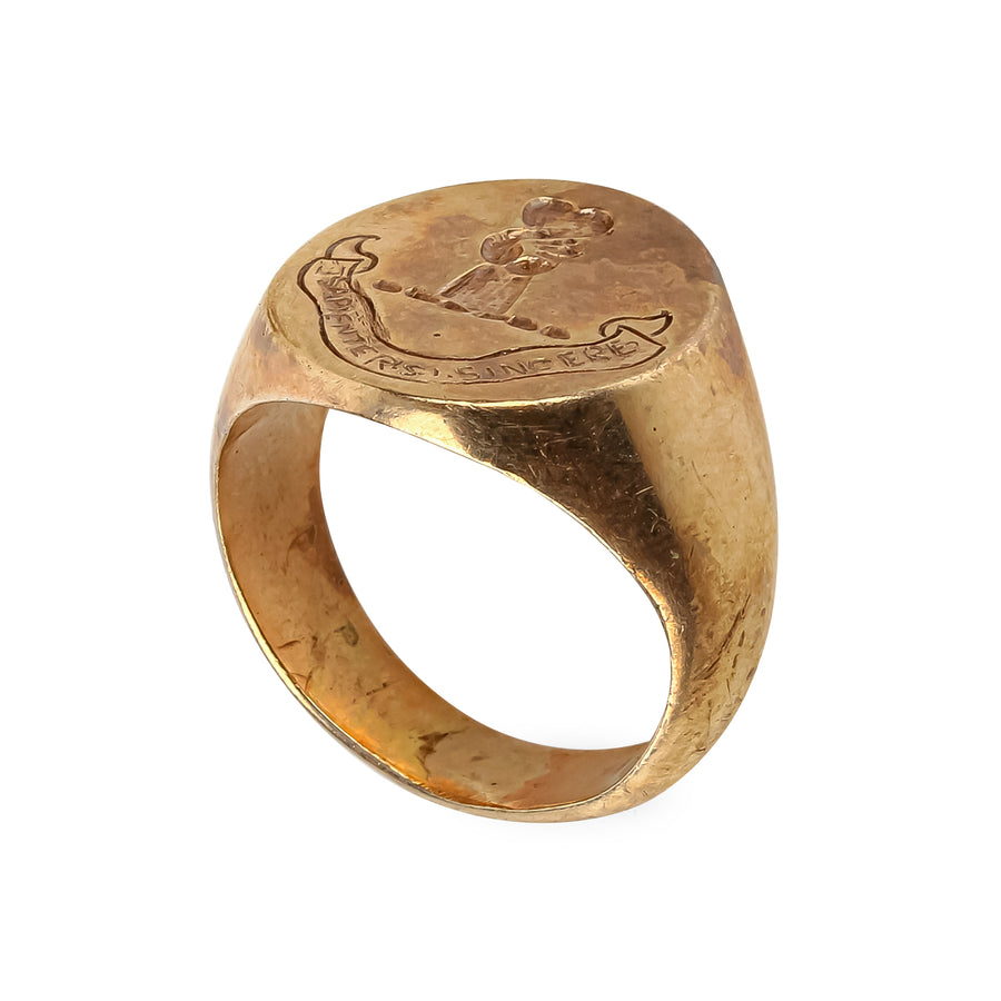 10K Yellow Gold Sapienter si Sincere Ring