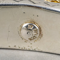 Sterling Silver And 14K Basketweave Hinged Bangle