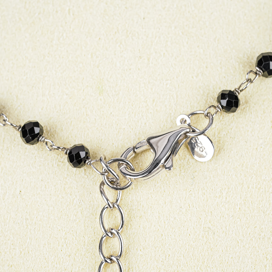 Sterling Onyx Rondelle Baroque Pearl Tassel Necklace