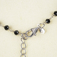 Sterling Onyx Rondelle Baroque Pearl Tassel Necklace