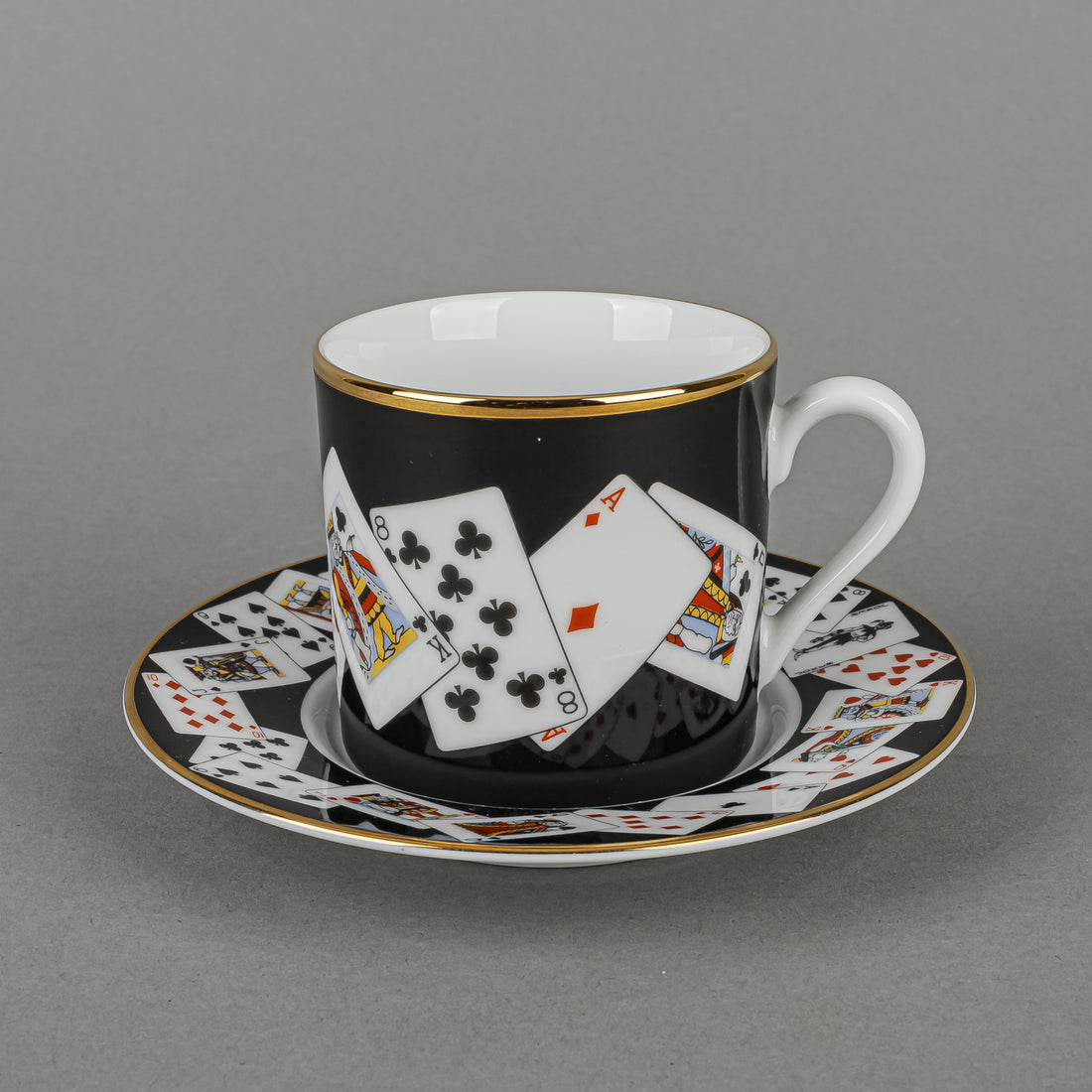 TIFFANY & CO Black Playing Cards Demitasse & Saucer