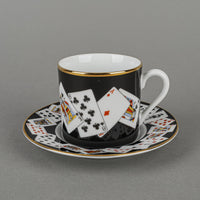 TIFFANY & CO Black Playing Cards Demitasse & Saucer