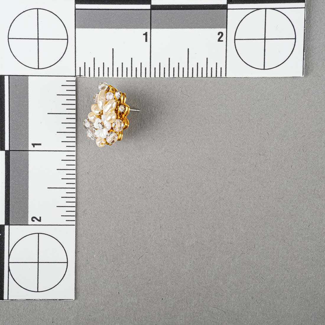 MIRIAM HASKELL Gold Tone Faux Pearl Carved Flower Studs