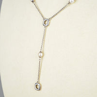 TIFFANY & CO Sterling Silver Cushion Link Pearl Lariat