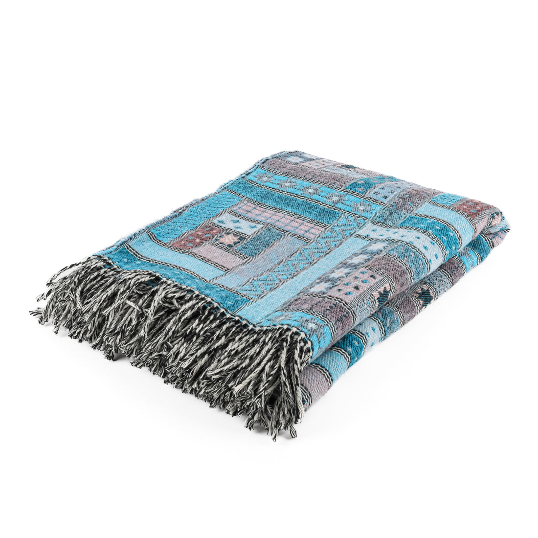 LANEROSSI Woven Wool Throw - Blue