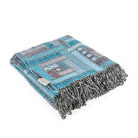 LANEROSSI Woven Wool Throw - Blue