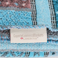 LANEROSSI Woven Wool Throw - Blue