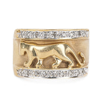 14K Yellow Gold Diamond Panther Band Ring