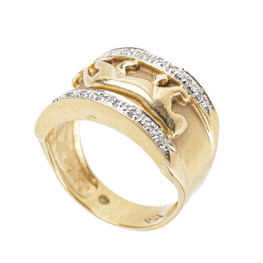 14K Yellow Gold Diamond Panther Band Ring