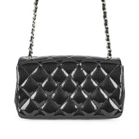 CHANEL Dark Grey Striated Patent Leather Extra Mini Flap Bag