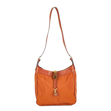 MOSCHINO Orange Nylon Leather Shoulder Bag
