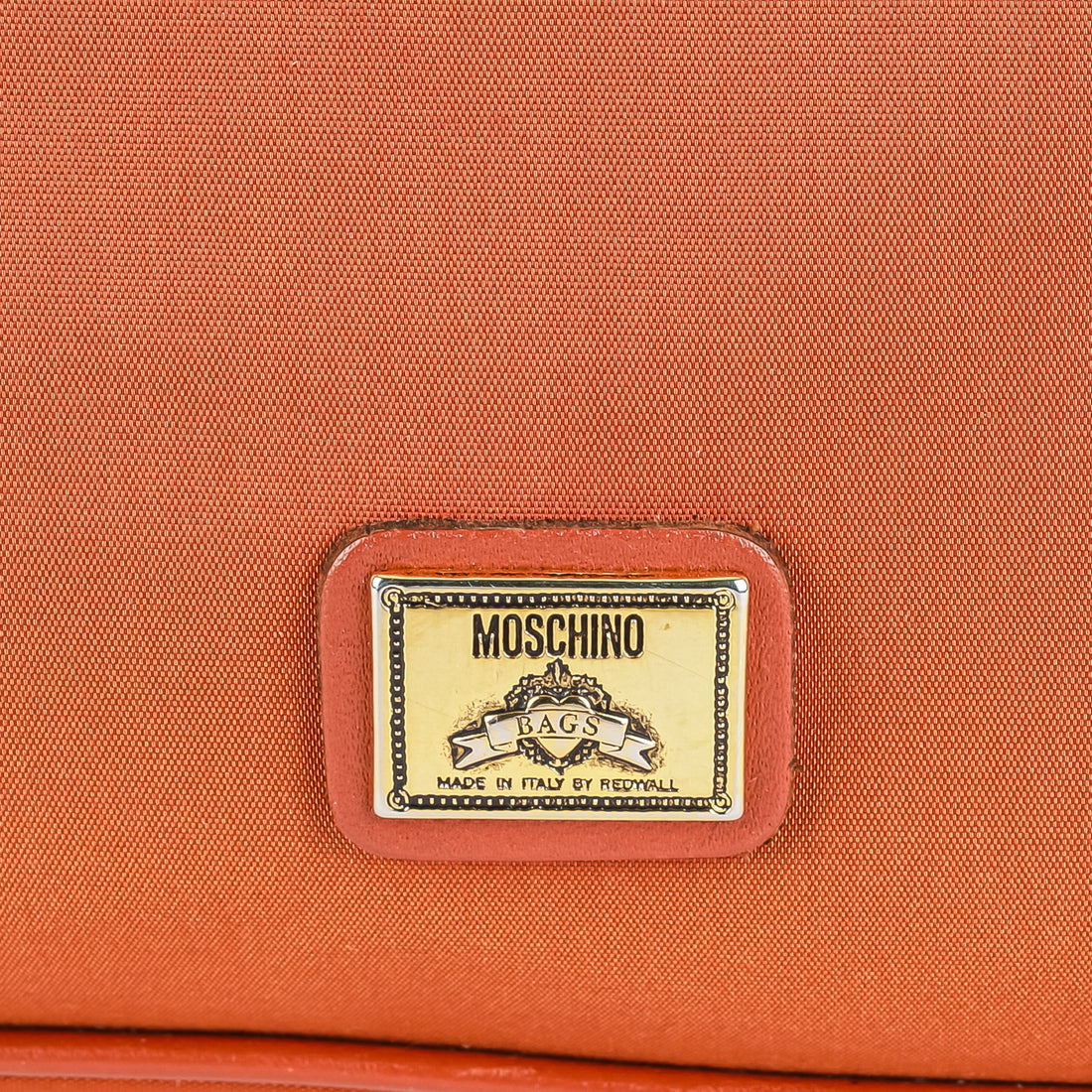 MOSCHINO Orange Nylon Leather Shoulder Bag