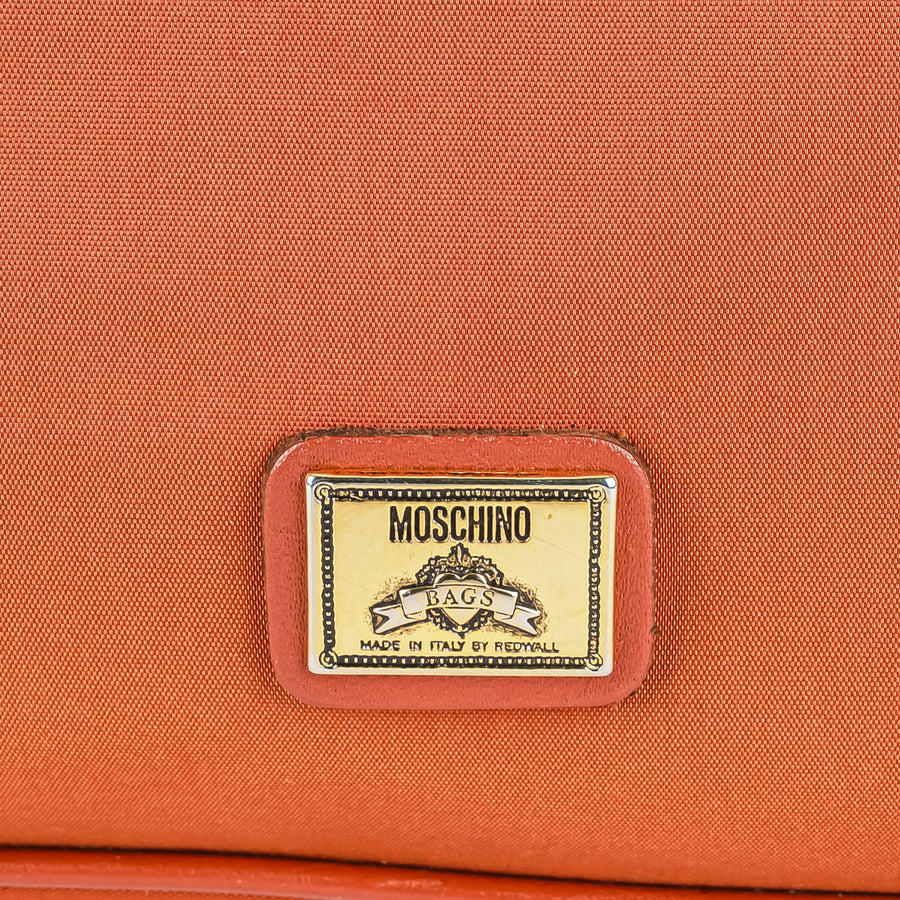 MOSCHINO Orange Nylon Leather Shoulder Bag