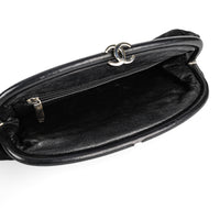 CHANEL Timeless Black Satin Quilted Clutch With Leather Trim