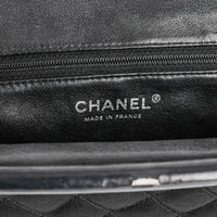 CHANEL Timeless Black Satin Quilted Clutch With Leather Trim