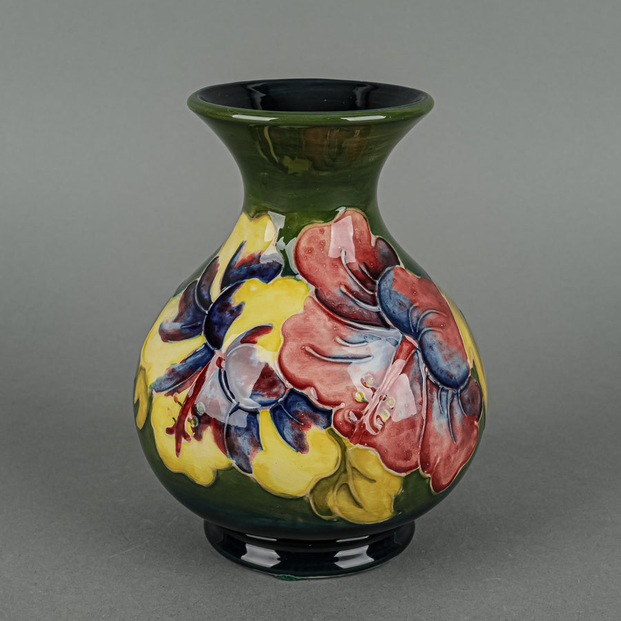 MOORCROFT Hibiscus Blue/Green Ground Vase