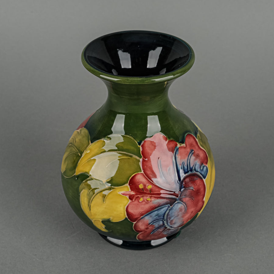 MOORCROFT Hibiscus Blue/Green Ground Vase