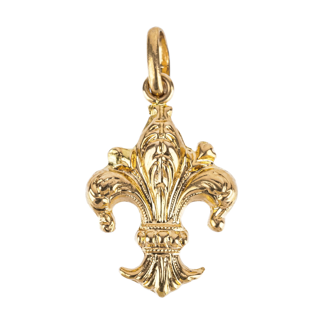 18K Yellow Gold Fleur de Lis Pendant