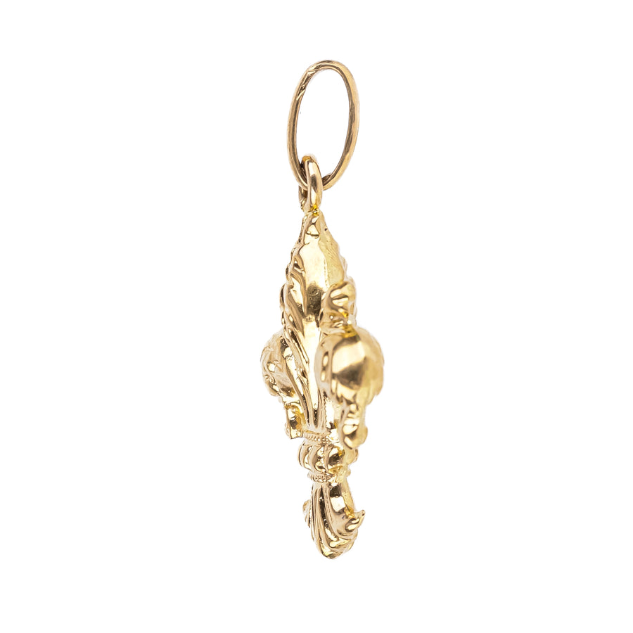 18K Yellow Gold Fleur de Lis Pendant