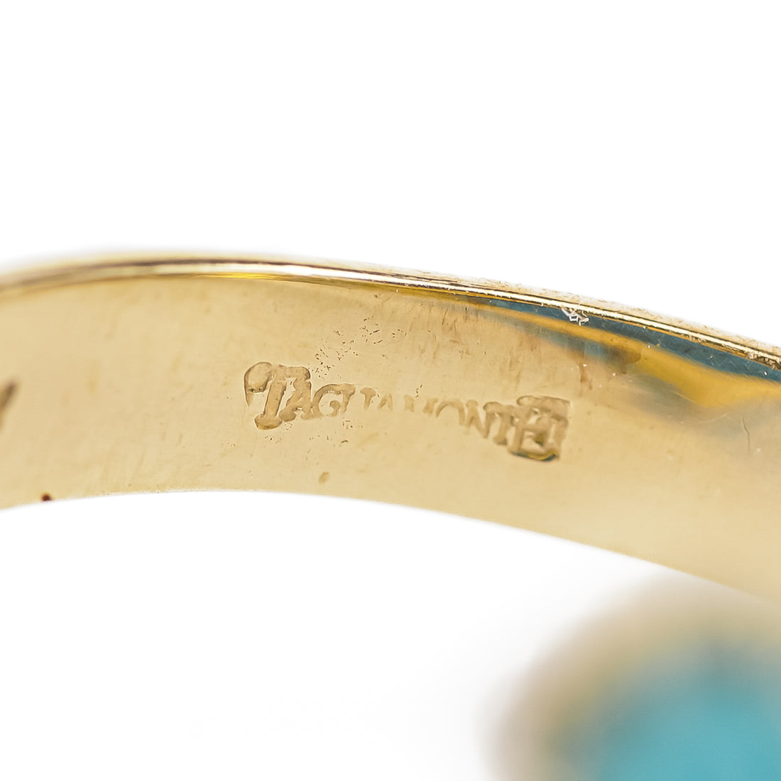 TAGLIAMONTE 14K Yellow Gold Blue Venetian Glass Shell Ring
