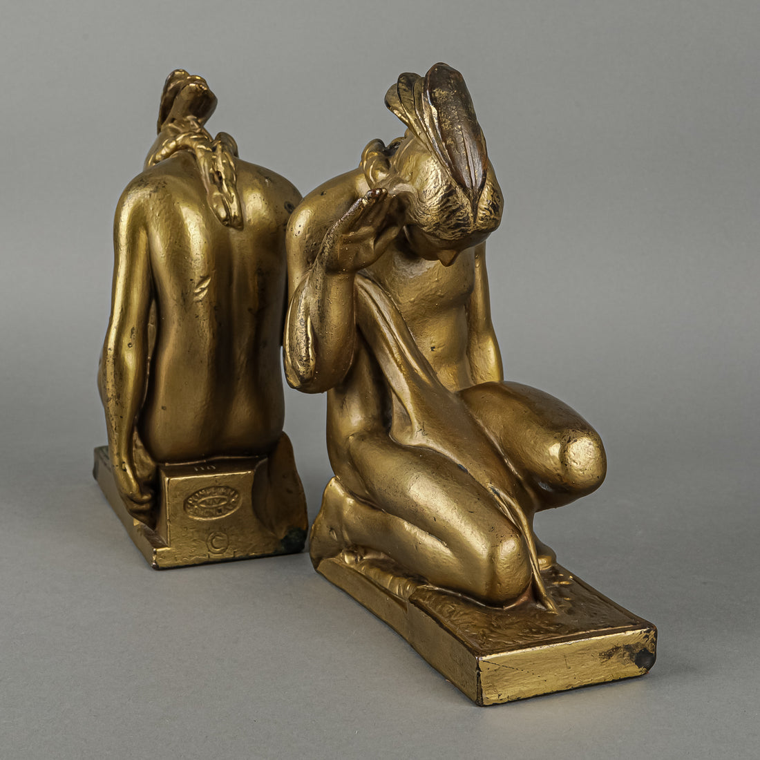 POMPEIAN BRONZE CO Paul Herzel American Indian Bookends