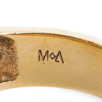 14K Yellow Gold Cut Corner Garnet Diamond Ring