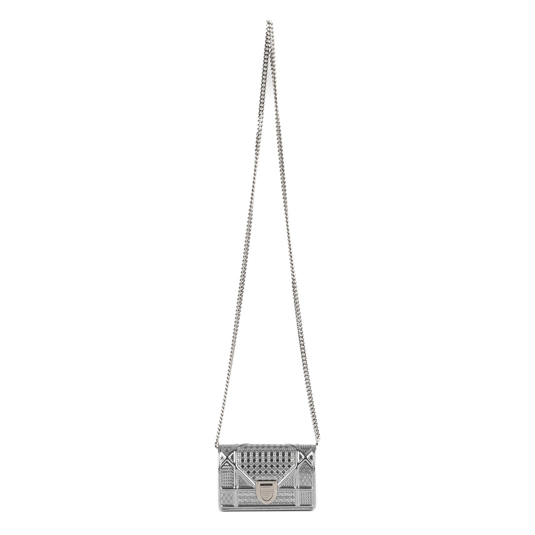 DIOR Silver Leather Microcannage Diorama Baby Flap Bag