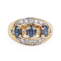 14K Yellow Gold & White Gold Oval Sapphire Diamond Ring
