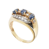 14K Yellow Gold & White Gold Oval Sapphire Diamond Ring