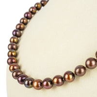 10K Yellow Gold Clasp Bronze Fresh Water Pearl Necklace