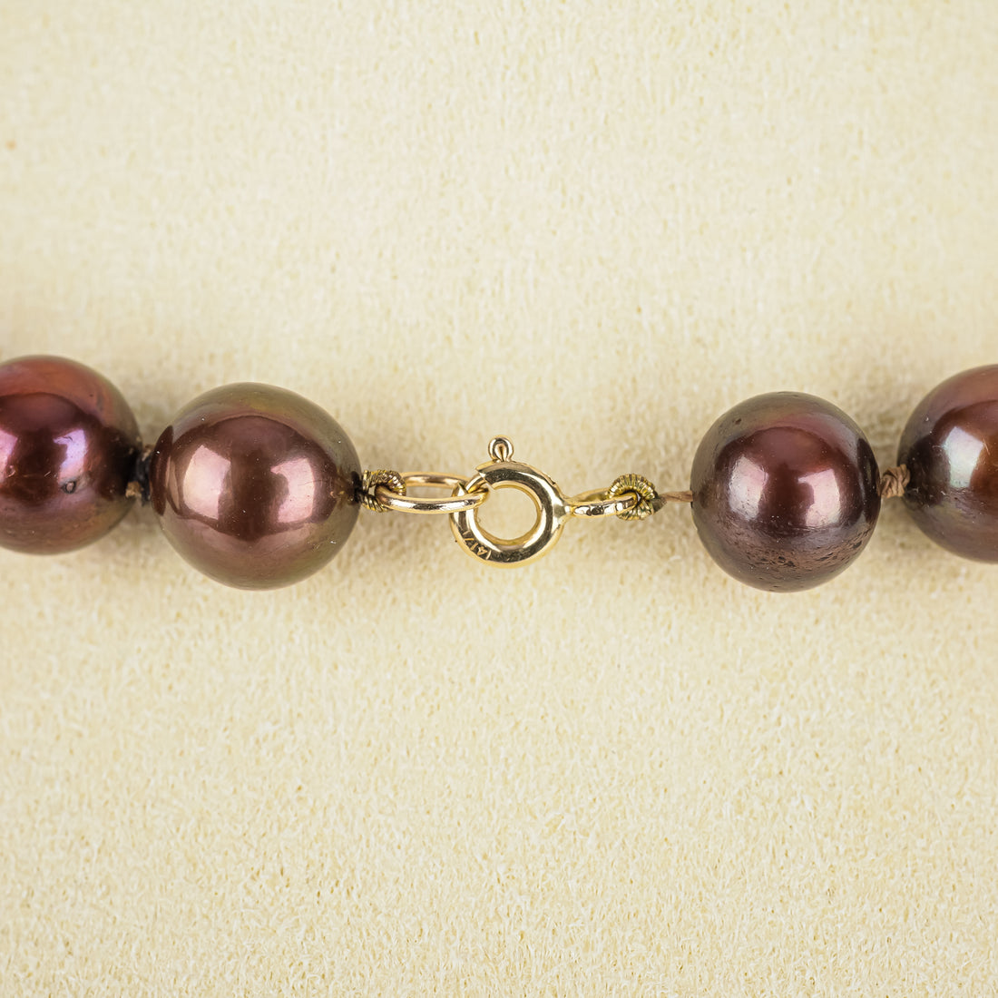 10K Yellow Gold Clasp Bronze Fresh Water Pearl Necklace