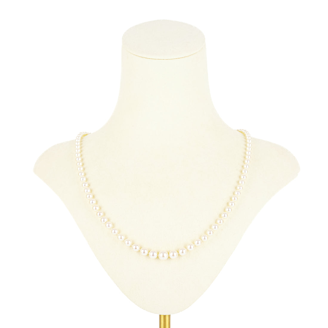 18K Yellow Gold Enameled Diamond Clasp Graduated Pearl Necklace